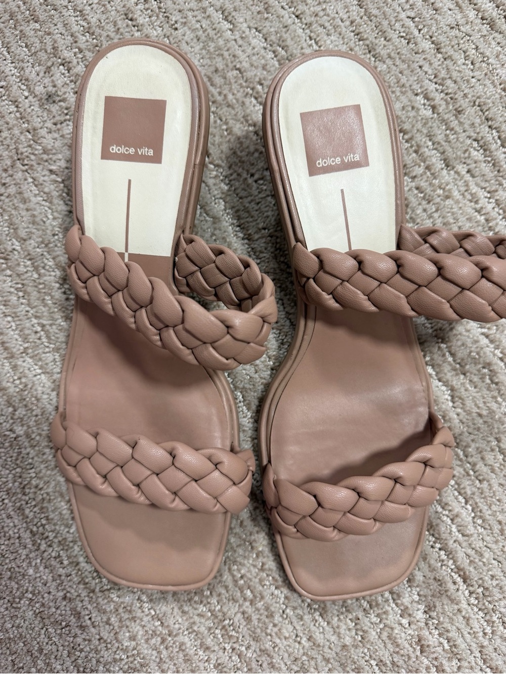 Dolce Vita Braided Double-Strap Slide Sandals in Mauve Taupe